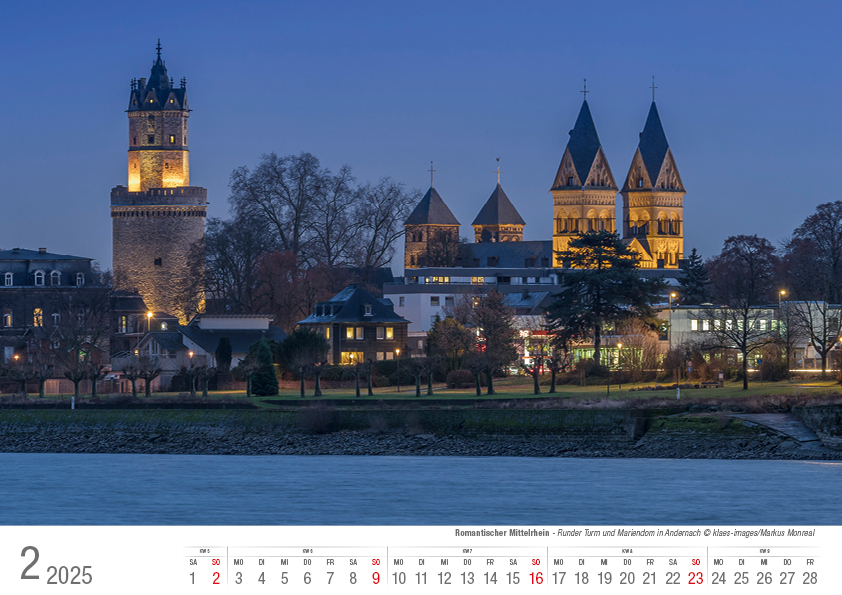 Bild: 9783965352087 | Romantischer Mittelrhein 2025 Bildkalender A4 quer, spiralgebunden