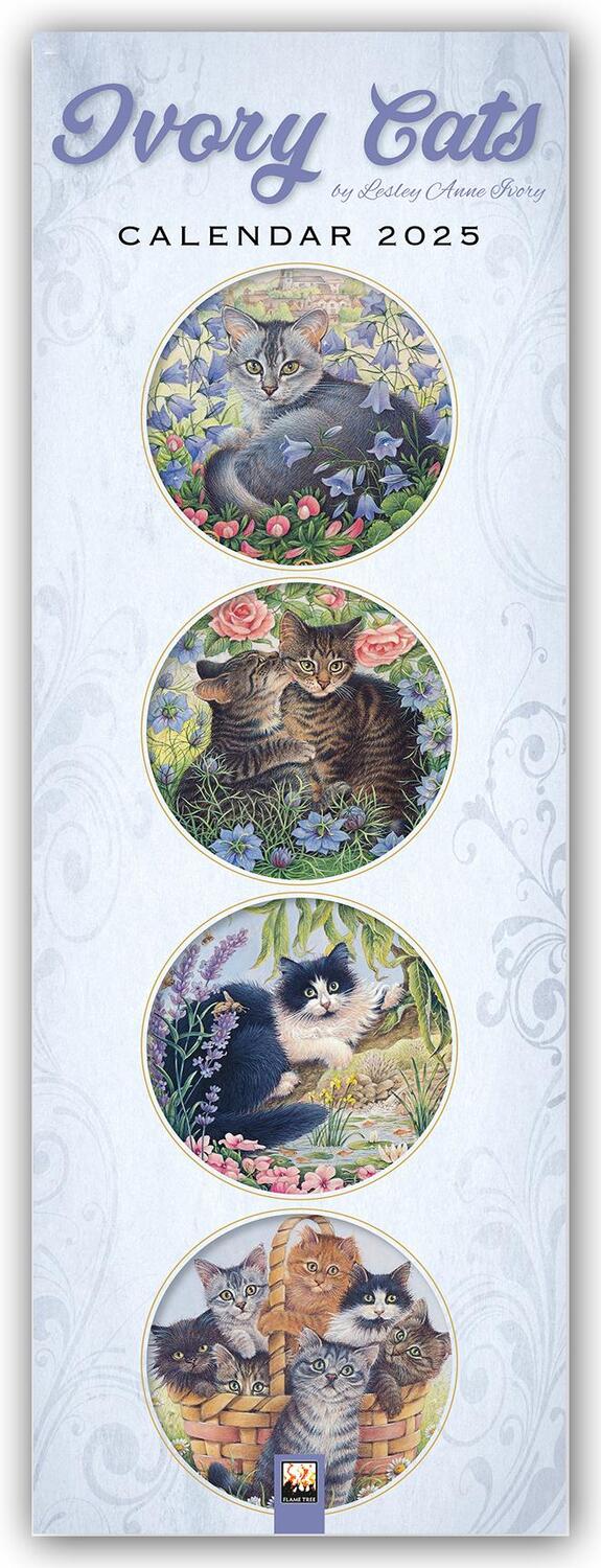 Cover: 9781835621301 | Ivory Cats - Gemalte Katzen - Slimline-Kalender 2025 | Lesley Anne