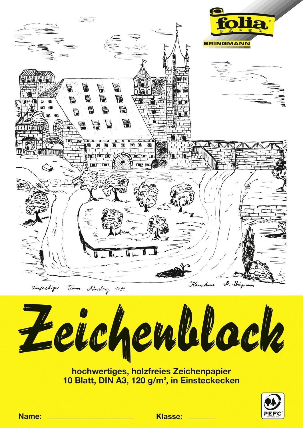 Cover: 4001868081039 | Folia Zeichenblock mit Leinenecken 120g/m² DIN A3, 10 Bogen, weiß