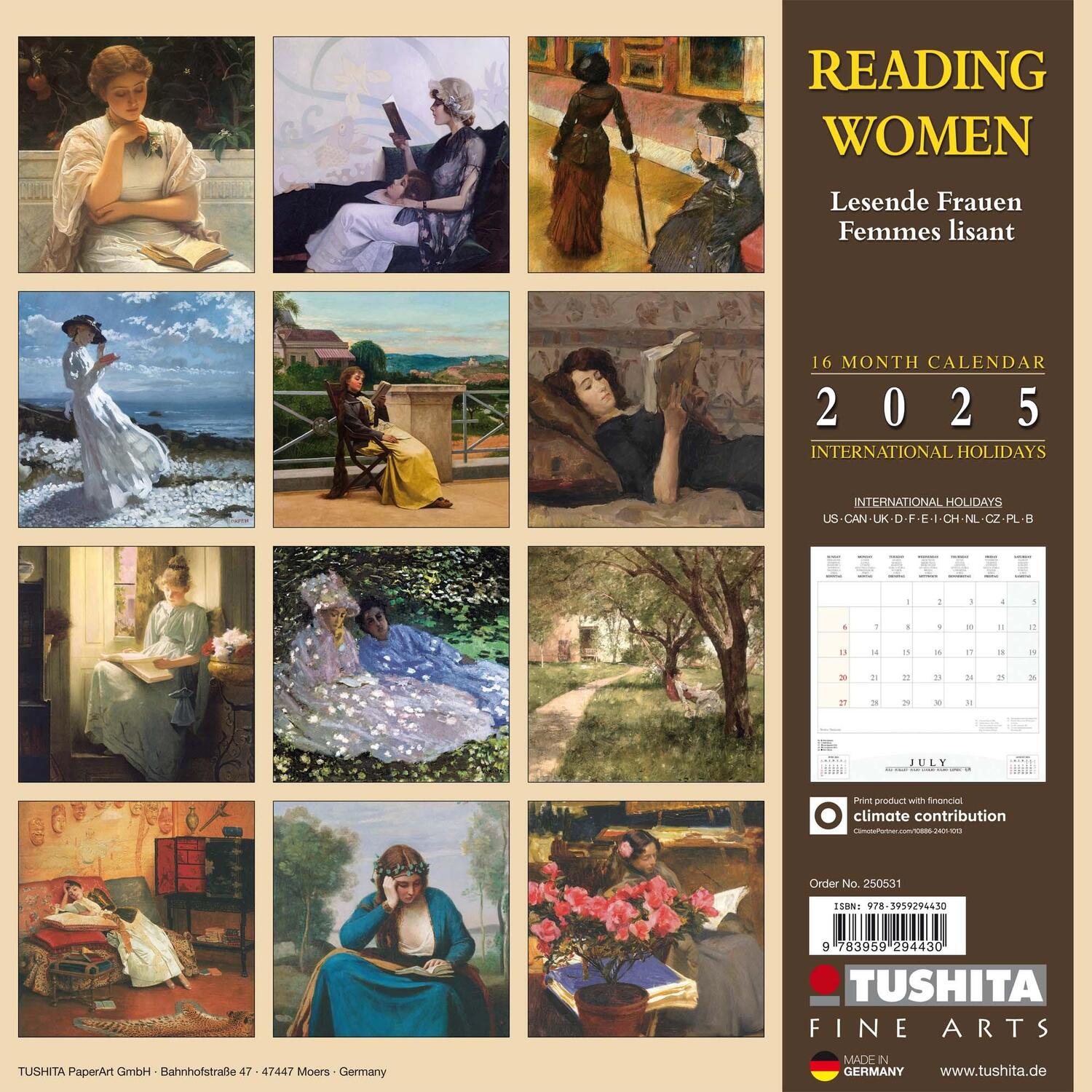 Rückseite: 9783959294430 | Reading Women 2025 | Kalender 2025 | Kalender | Tushita Fine Arts