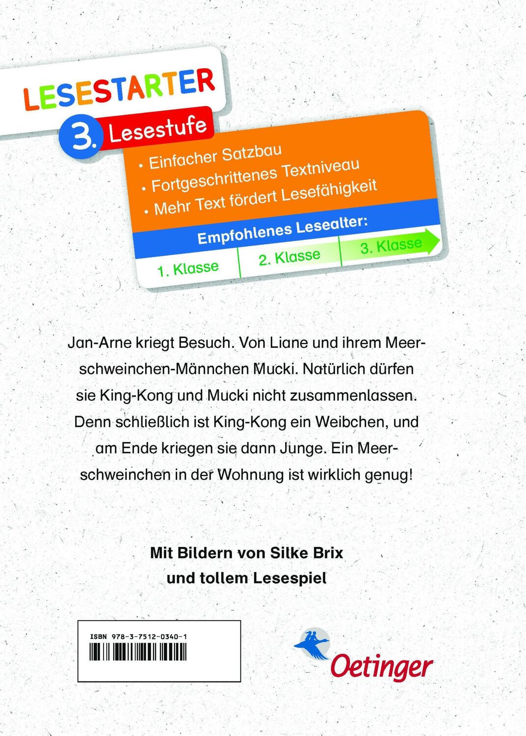 Rückseite: 9783751203401 | King-Kong, das Liebesschwein | Lesestarter. 3. Lesestufe | Boie | Buch