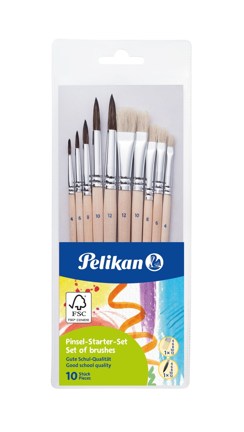 Cover: 4012700700407 | Pelikan Pinsel Starter-Set, 5 Haar- und 5 Borstenpinseln | 700405