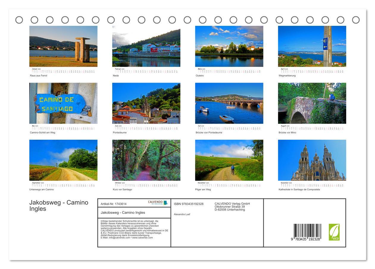 Bild: 9783435192328 | Jakobsweg - Camino Ingles (Tischkalender 2025 DIN A5 quer),...