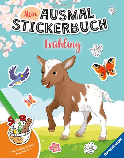 Cover: 9783473489534 | Ravensburger Mein Ausmalstickerbuch Frühling - Großes Buch mit über...