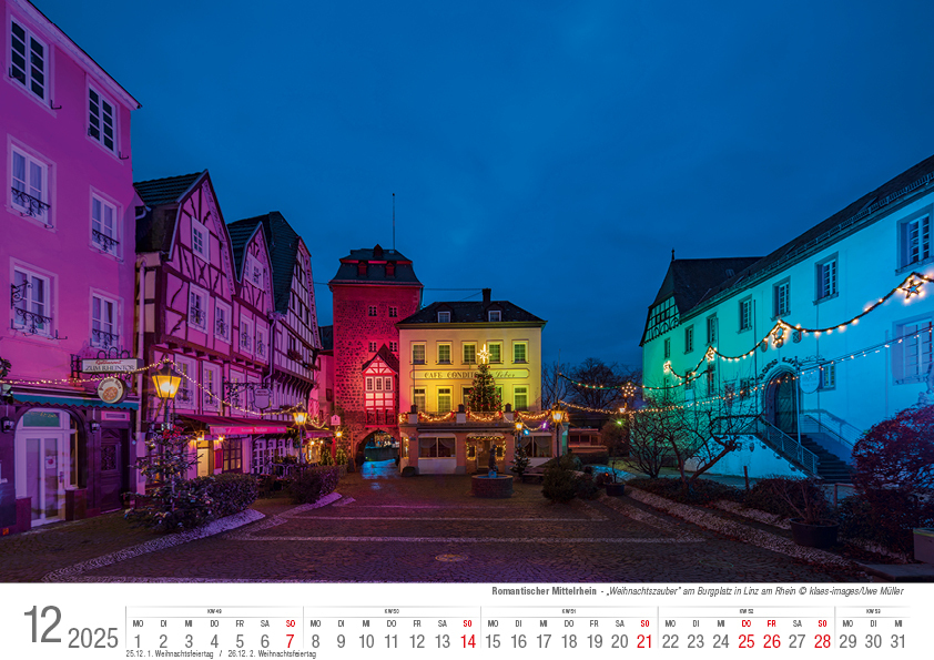 Bild: 9783965352087 | Romantischer Mittelrhein 2025 Bildkalender A4 quer, spiralgebunden