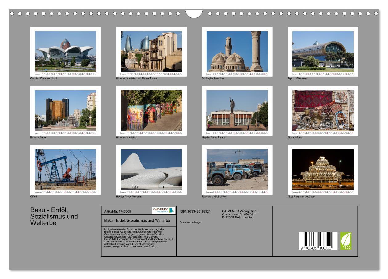 Bild: 9783435188321 | Baku - Erdöl, Sozialismus und Welterbe (Wandkalender 2025 DIN A3...