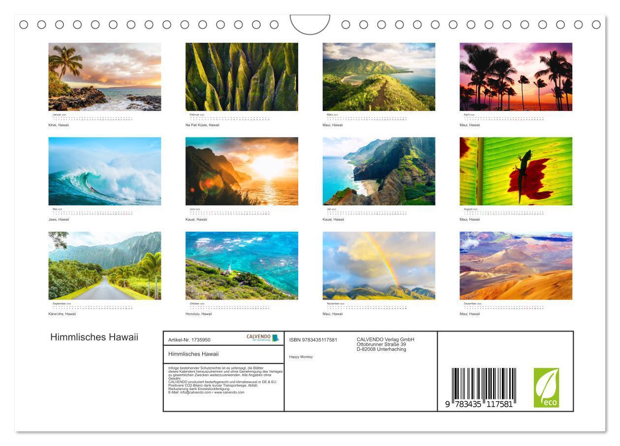 Bild: 9783435117581 | Himmlisches Hawaii (Wandkalender 2025 DIN A4 quer), CALVENDO...