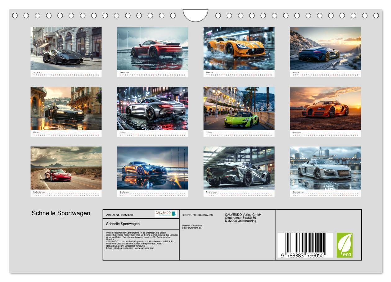 Bild: 9783383796050 | Schnelle Sportwagen (Wandkalender 2025 DIN A4 quer), CALVENDO...