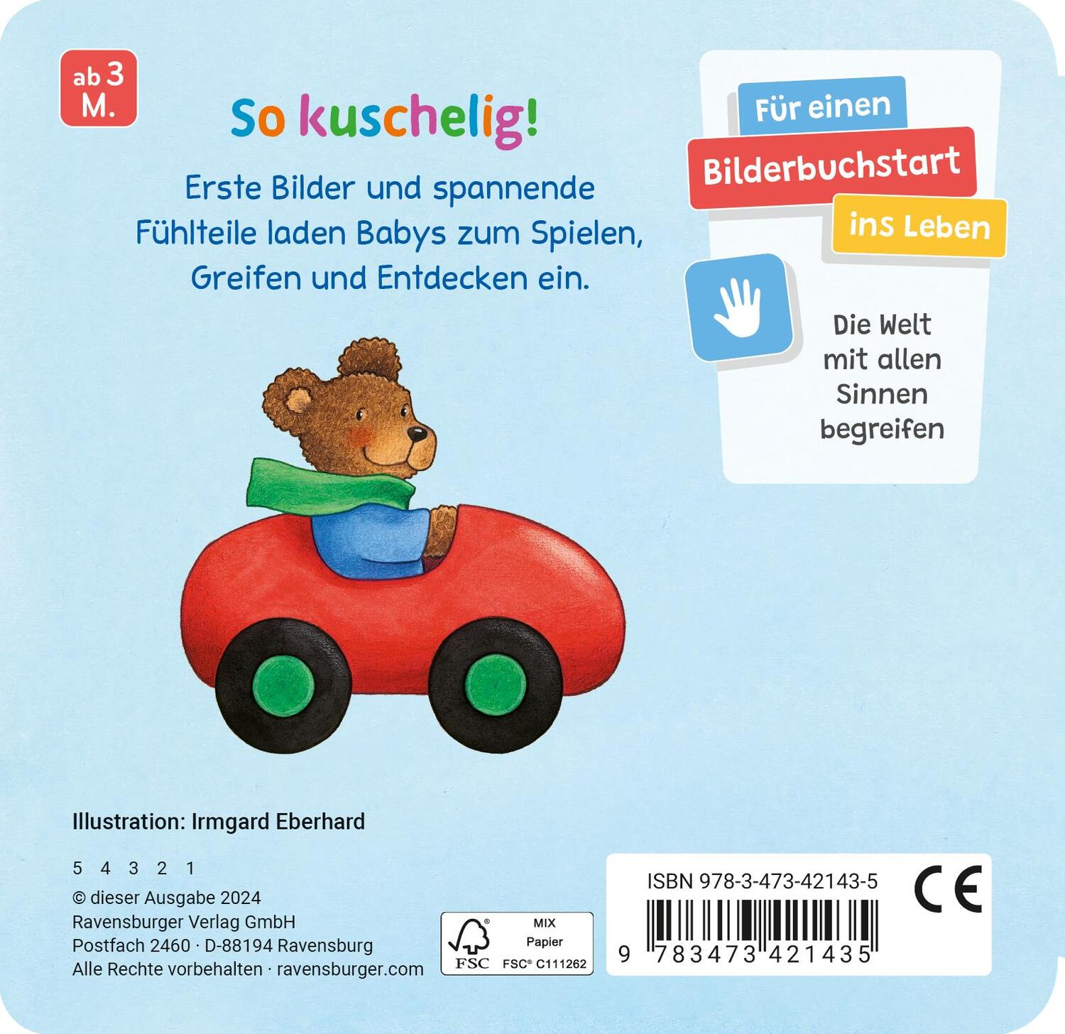 Rückseite: 9783473421435 | Fühl mal! Babybuch ab 3 Monaten | Irmgard Eberhard | Stück | 12 S.