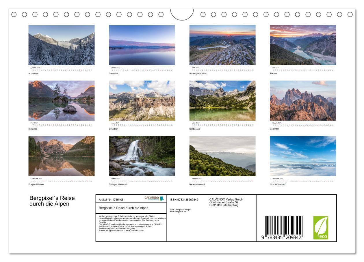 Bild: 9783435209842 | Bergpixel´s Reise durch die Alpen (Wandkalender 2025 DIN A4 quer),...