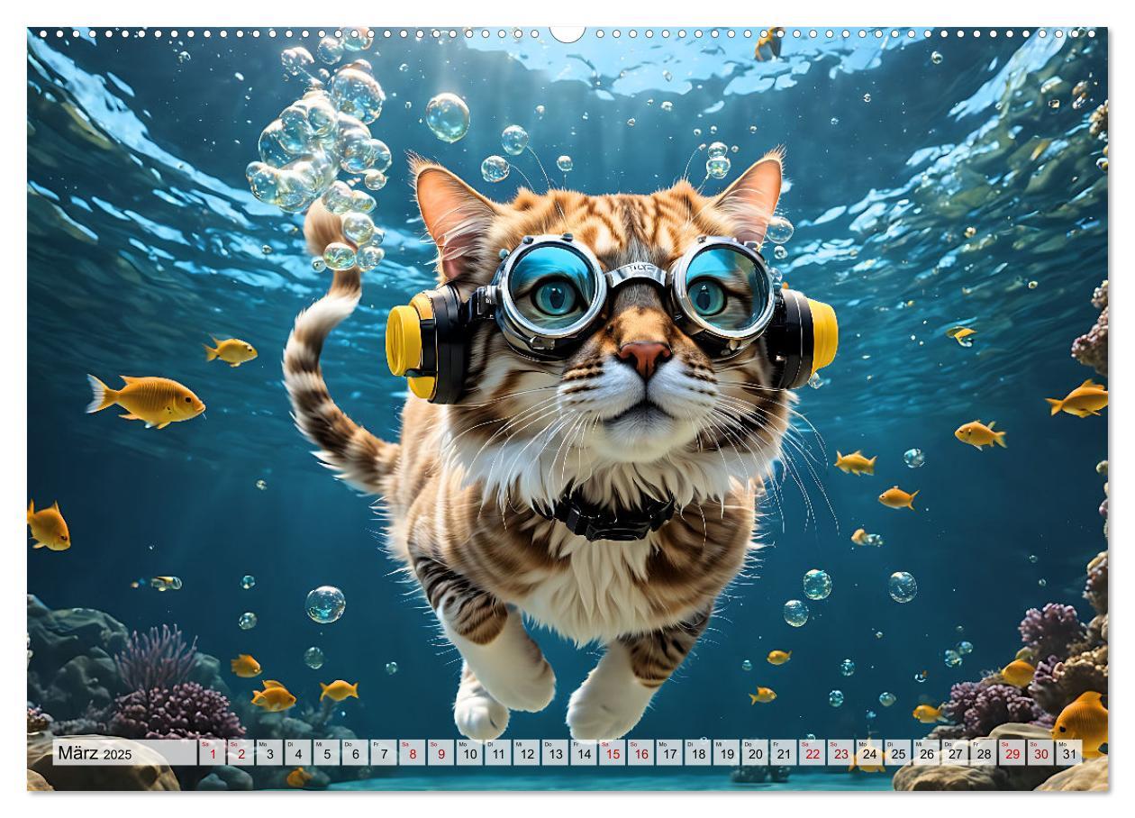 Bild: 9783383843433 | Katzen unter Wasser (Wandkalender 2025 DIN A2 quer), CALVENDO...