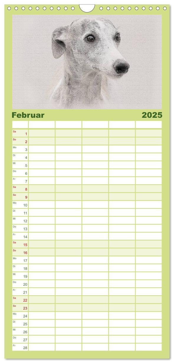 Bild: 9783457121146 | Familienplaner 2025 - Whippet 2025 mit 5 Spalten (Wandkalender, 21...