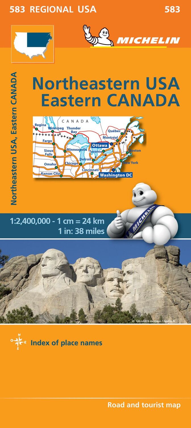 Cover: 9782067184626 | Northeastern USA, Eastern Canada - Michelin Regional Map 583 | Map