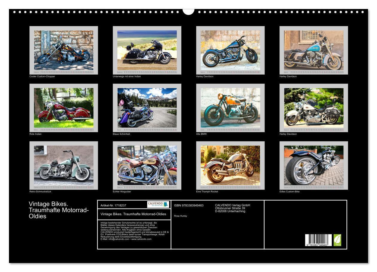 Bild: 9783383949463 | Vintage Bikes. Traumhafte Motorrad-Oldies (Wandkalender 2025 DIN A2...