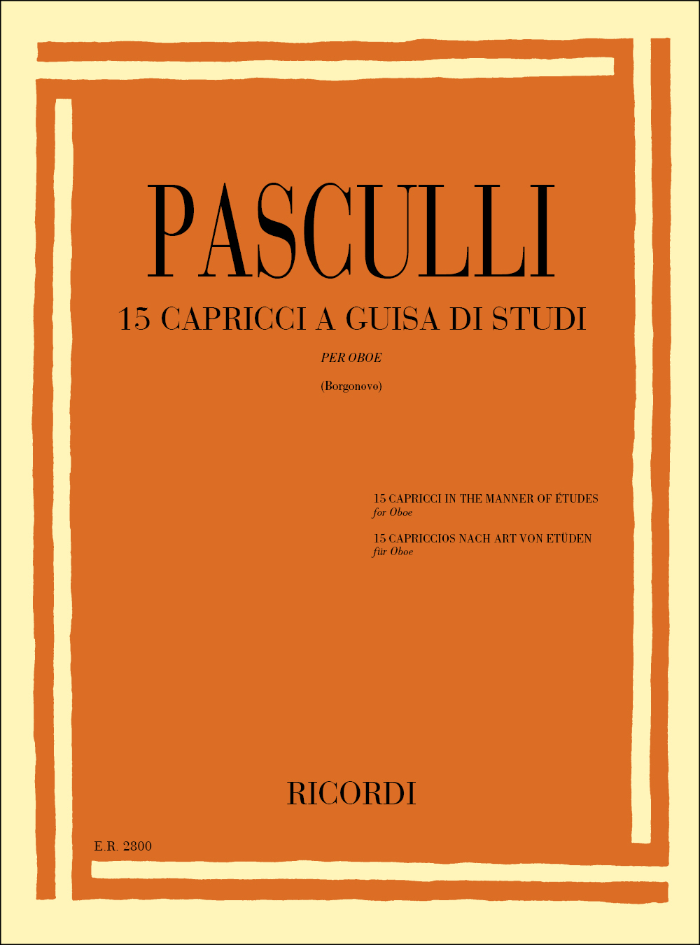 Cover: 9790041828008 | 15 Capricci A Guisa Di Studi | Antonio Pasculli | Partitur | 1980