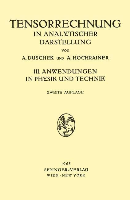 Cover: 9783211807149 | Grundzüge der Tensorrechnung in Analytischer Darstellung | Taschenbuch