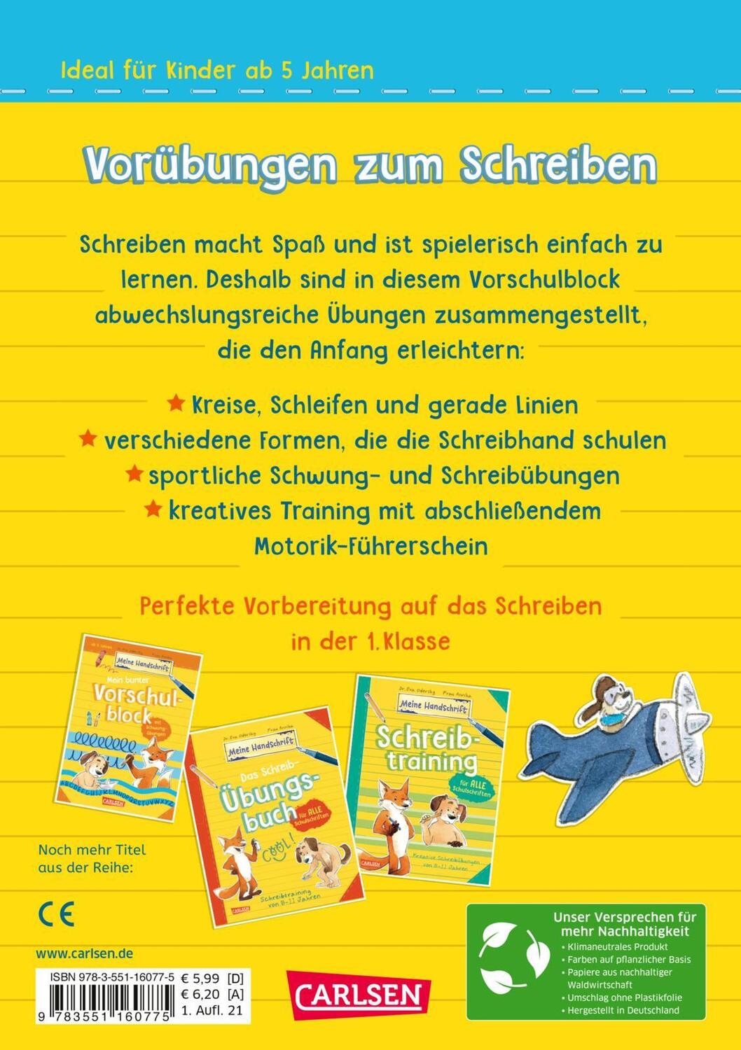 Rückseite: 9783551160775 | Mein dicker Vorschulblock mit Motorik-Führerschein | Eva Odersky