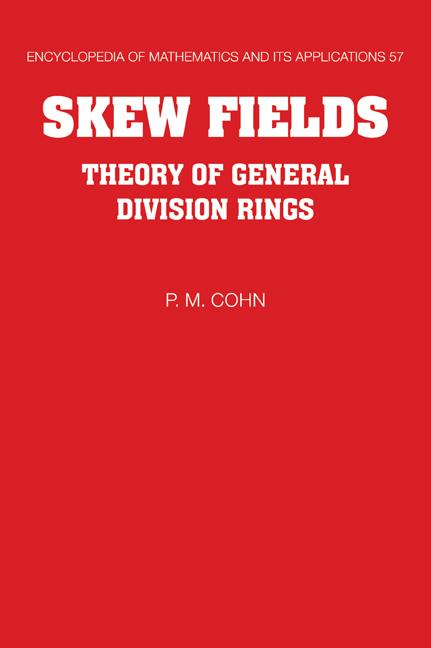 Cover: 9780521062947 | Skew Fields | Theory of General Division Rings | P. M. Cohn | Buch