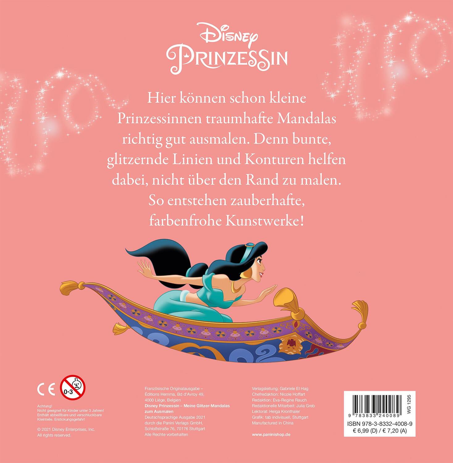 Rückseite: 9783833240089 | Disney Prinzessin: Meine Glitzer-Mandalas zum Ausmalen | Panini | Buch