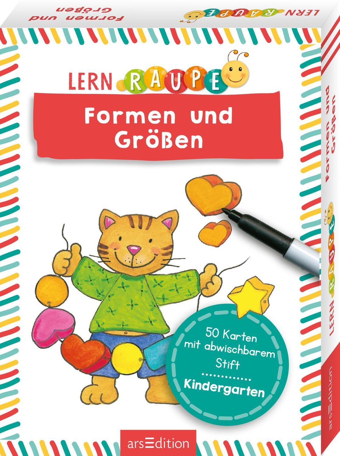 Cover: 9783845856025 | Lernraupe - Formen und Größen | 50 Karten mit abwischbarem Stift