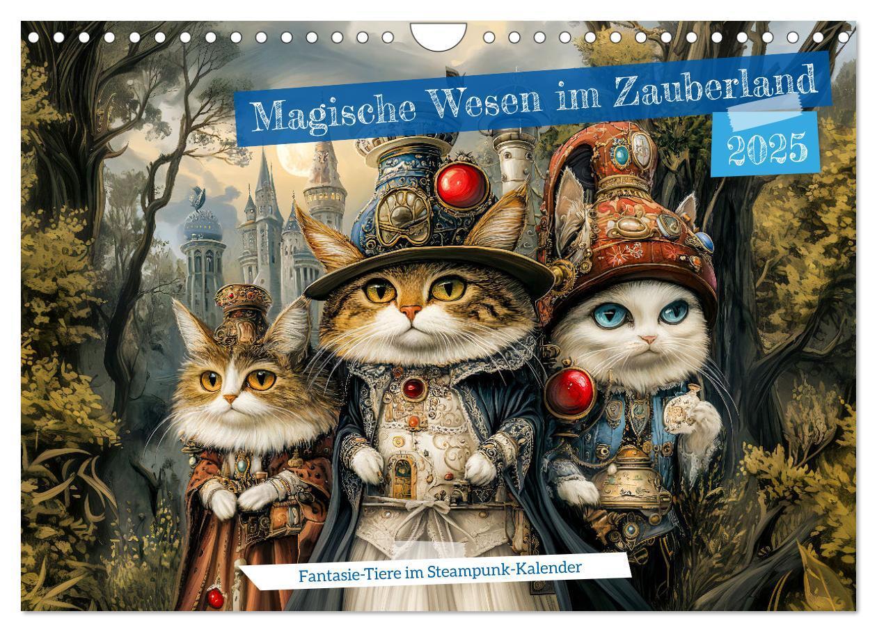 Cover: 9783457217801 | Magische Wesen im Zauberland - Fantasie-Tiere im Steampunk-Kalender...