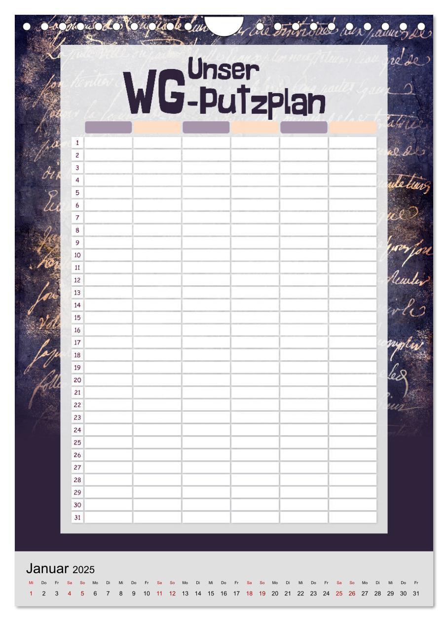 Bild: 9783435891931 | Gothic WG-Putzplan &amp; Kalender 2025 (Wandkalender 2025 DIN A4 hoch),...