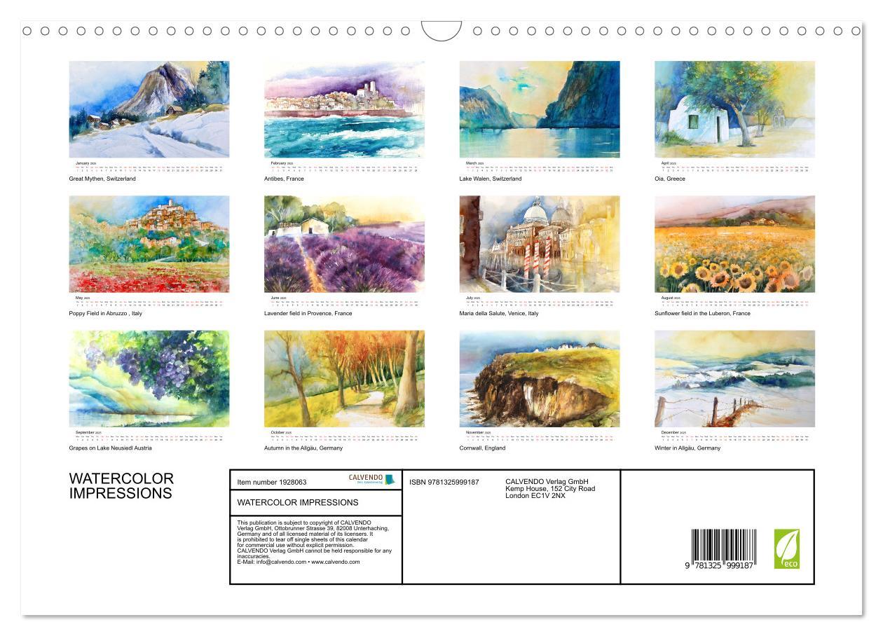 Bild: 9781325999187 | WATERCOLOR IMPRESSIONS (Wall Calendar 2025 DIN A3 landscape),...