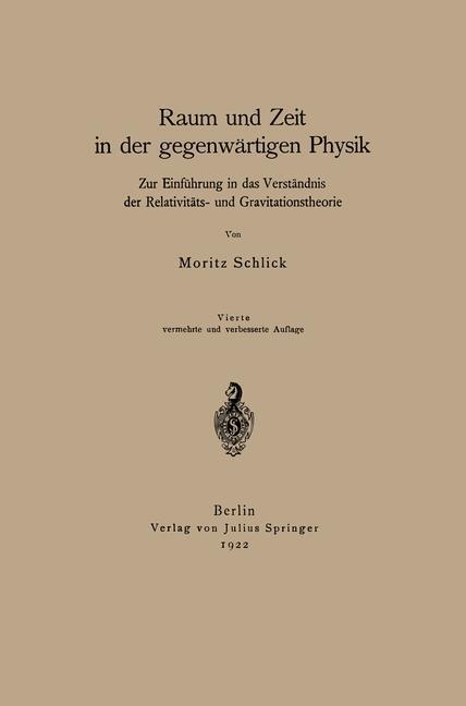 Cover: 9783642472848 | Raum und Zeit in der gegenwärtigen Physik | Moritz Schlick | Buch | vi