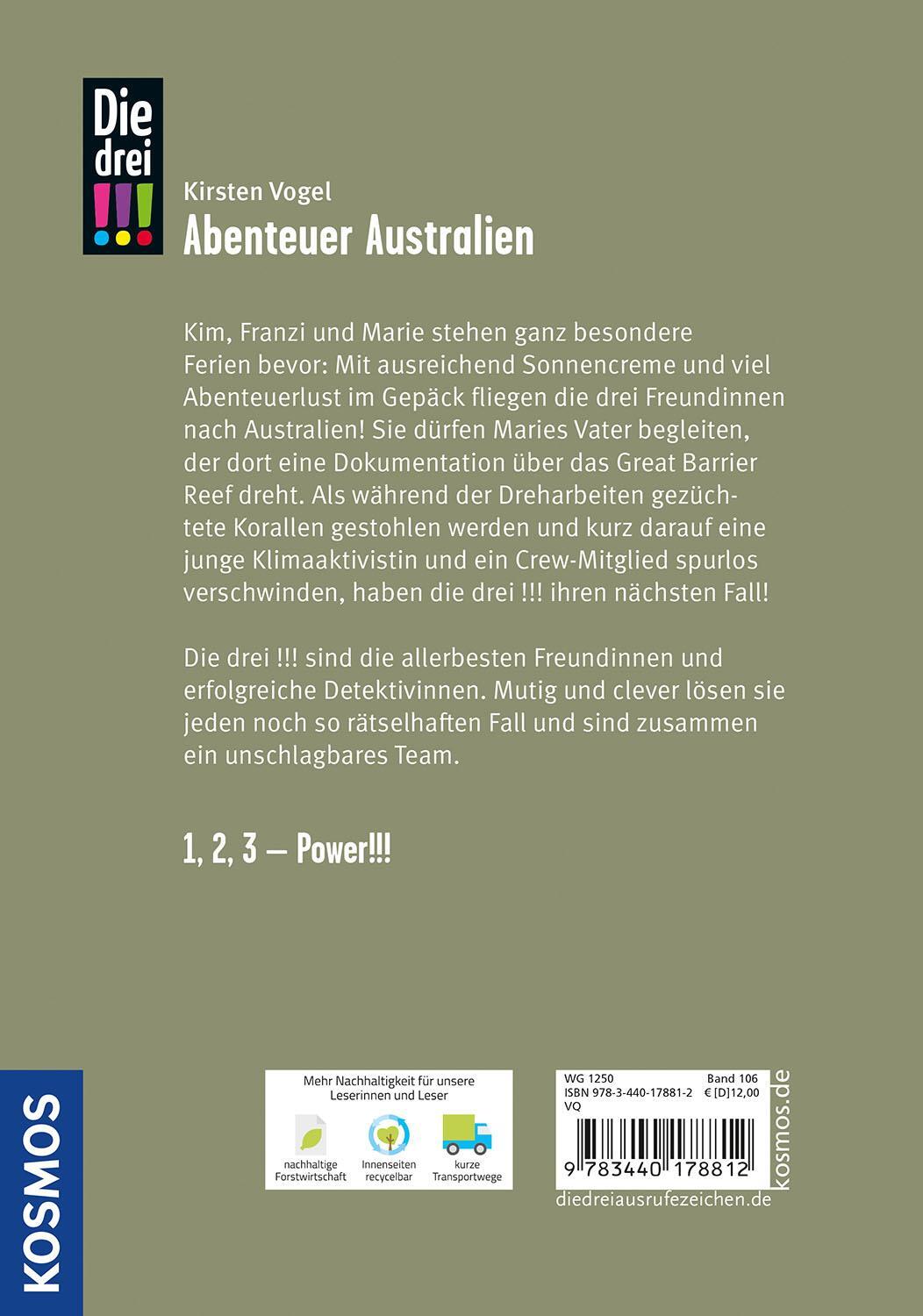 Bild: 9783440178812 | Die drei !!!, 106, Abenteuer Australien | Kirsten Vogel | Buch | 2024