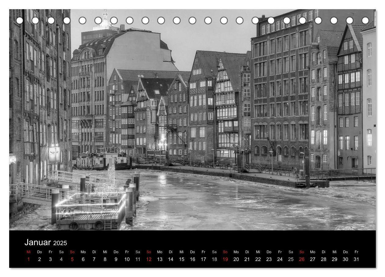 Bild: 9783435718207 | Hamburg monochrome Impressionen (Tischkalender 2025 DIN A5 quer),...