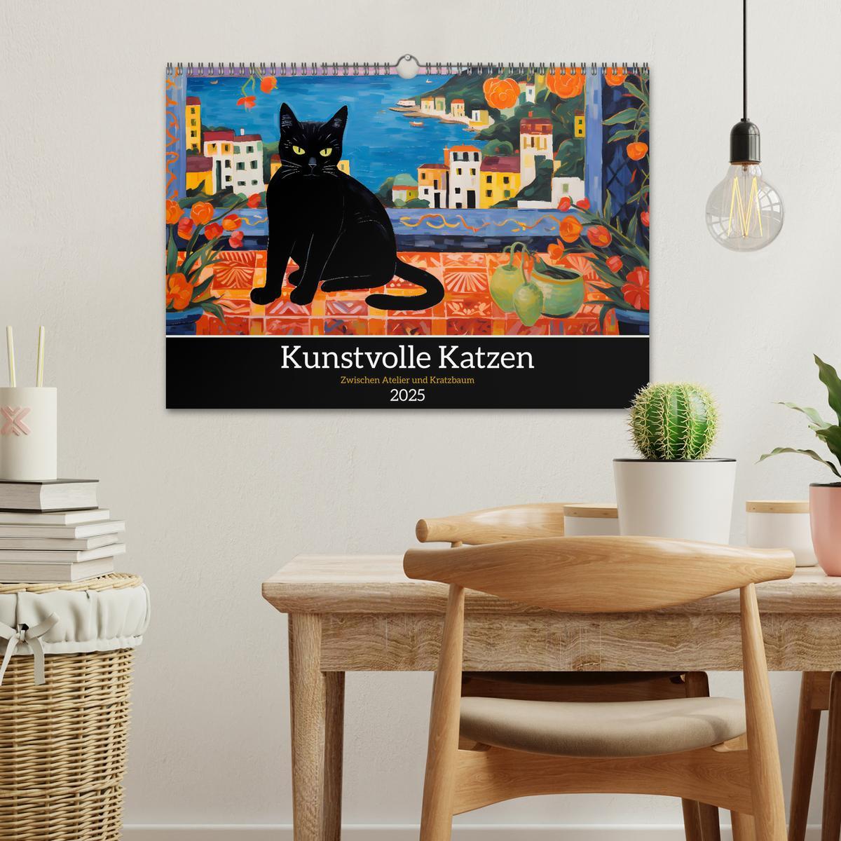 Bild: 9783383861178 | Kunstvolle Katzen (Wandkalender 2025 DIN A3 quer), CALVENDO...