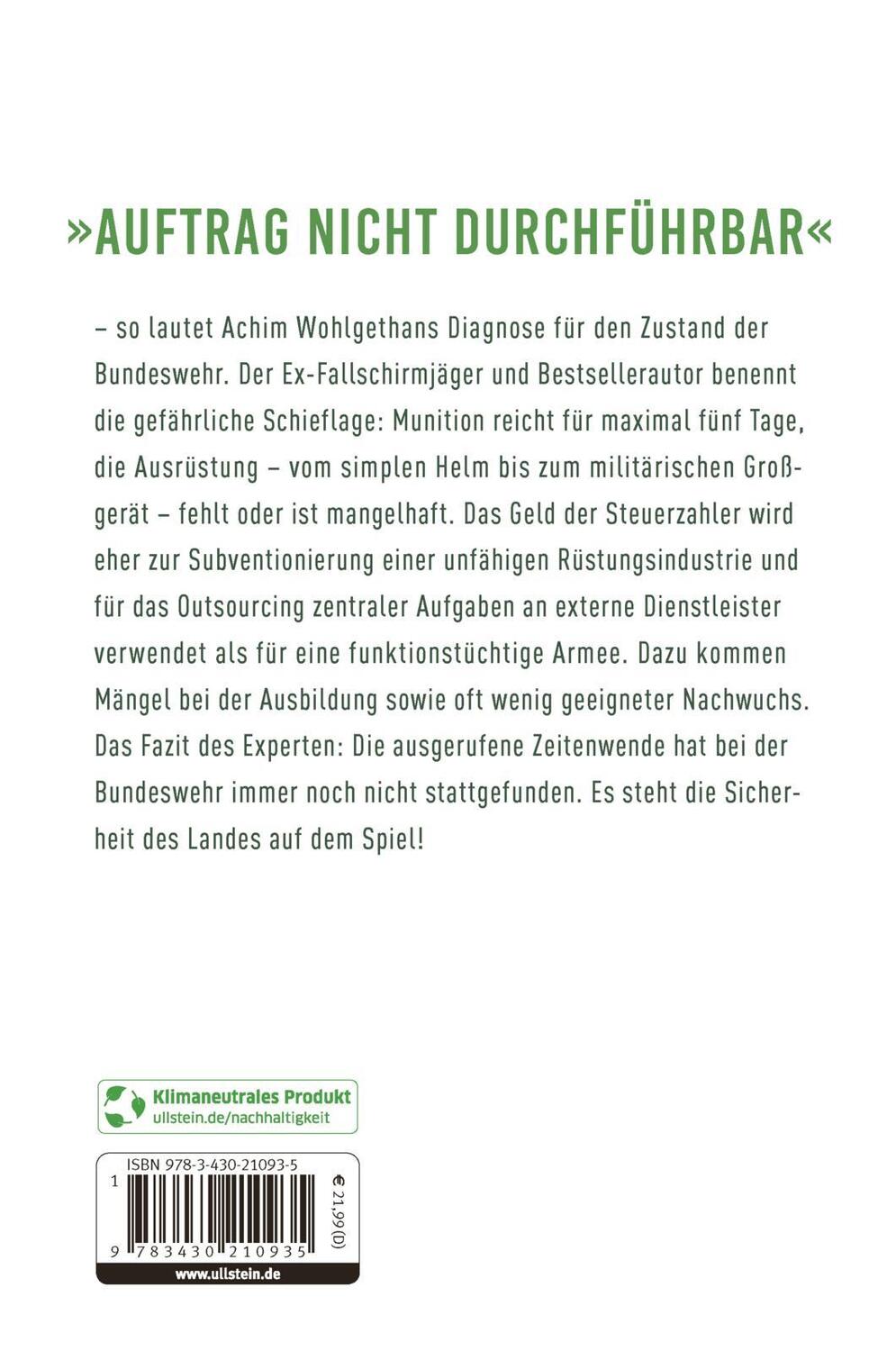 Rückseite: 9783430210935 | Blackbox Bundeswehr | Achim Wohlgethan (u. a.) | Taschenbuch | 320 S.