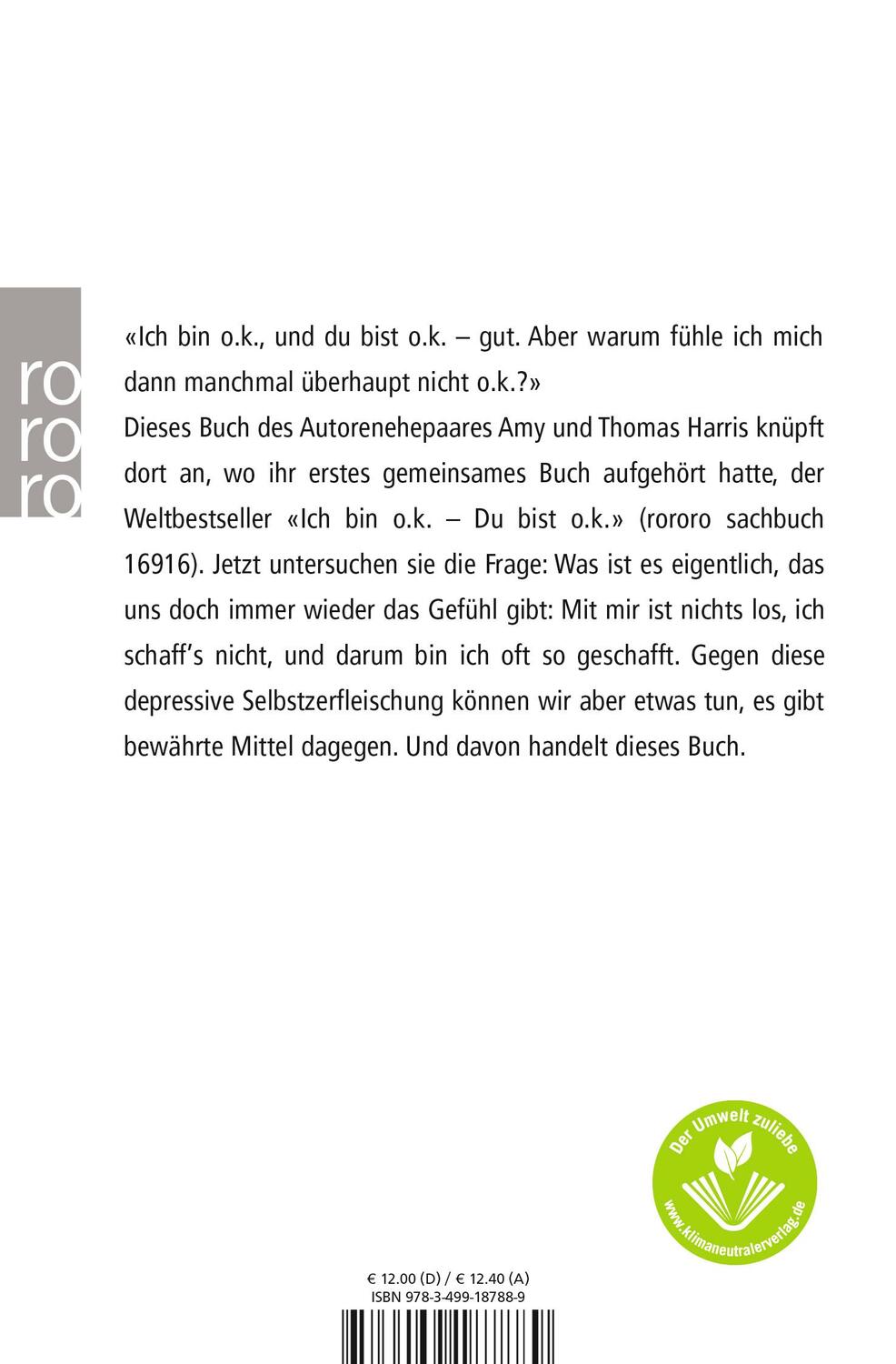 Rückseite: 9783499187889 | Einmal o.k. - immer o.k. | Transaktionsanalyse für den Alltag | Buch