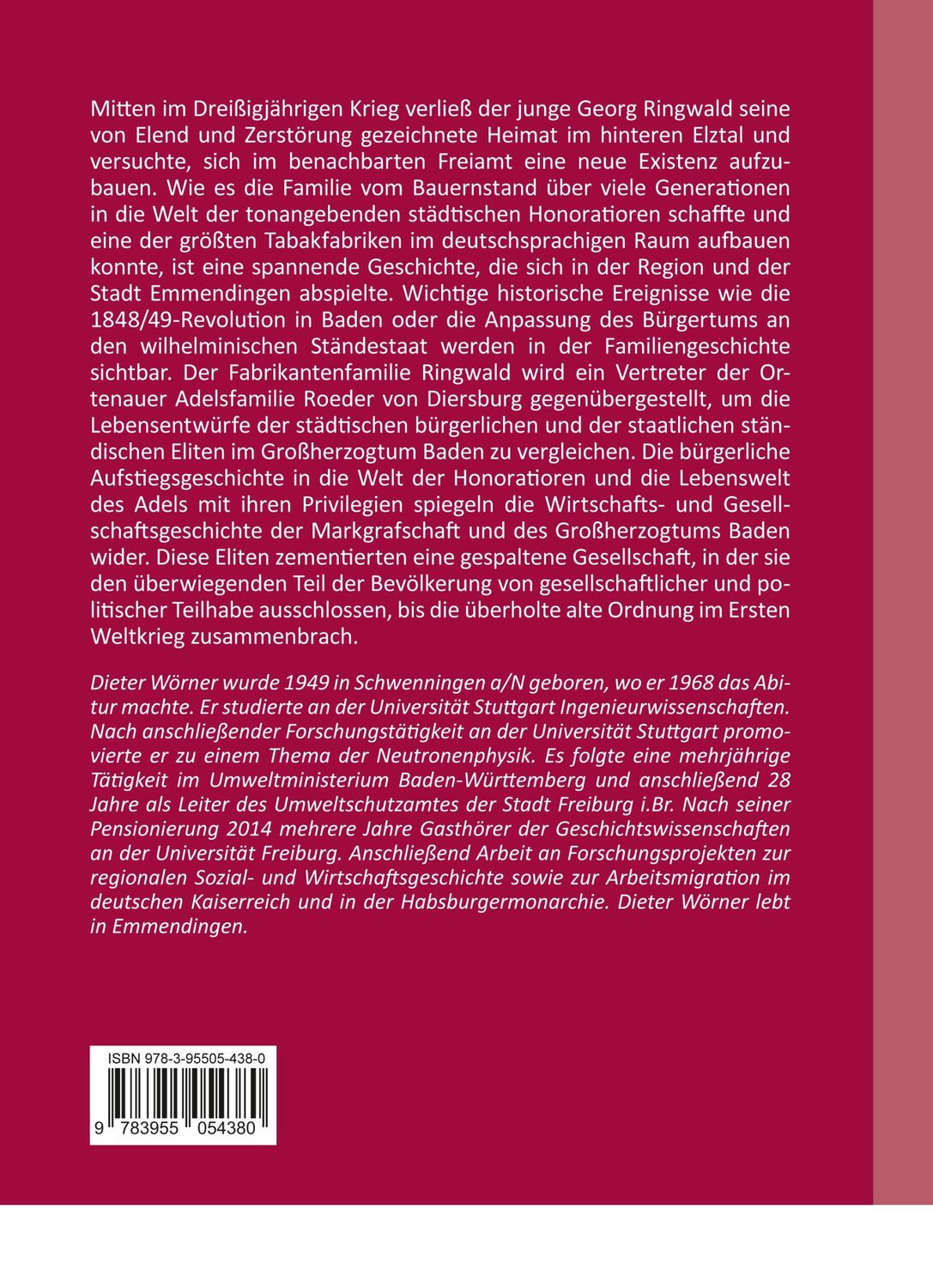 Rückseite: 9783955054380 | Die Emmendinger Fabrikantenfamilie Ringwald und die badische...