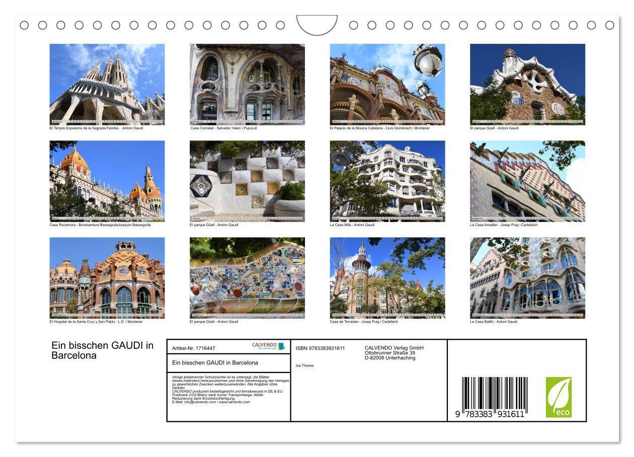 Bild: 9783383931611 | Ein bisschen GAUDI in Barcelona (Wandkalender 2025 DIN A4 quer),...