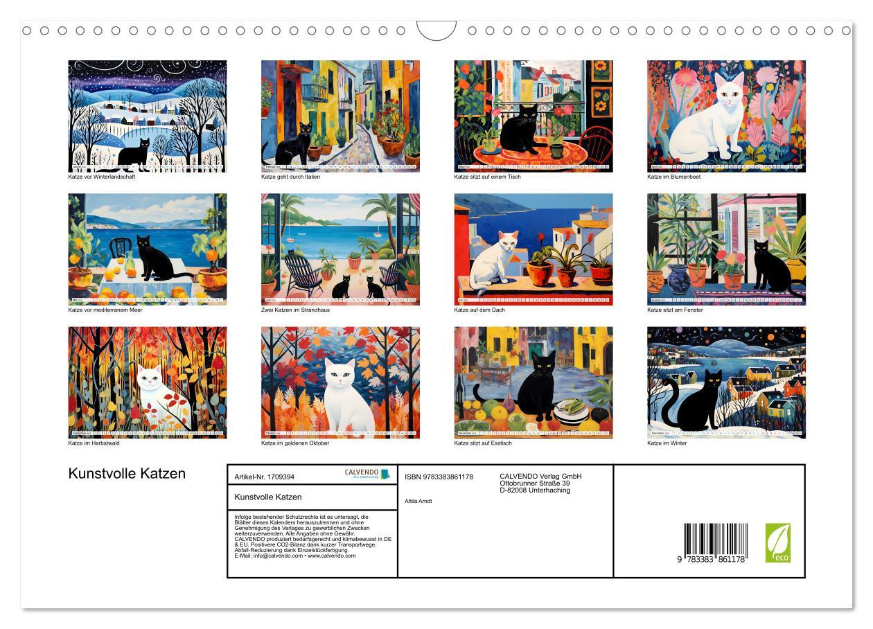 Bild: 9783383861178 | Kunstvolle Katzen (Wandkalender 2025 DIN A3 quer), CALVENDO...