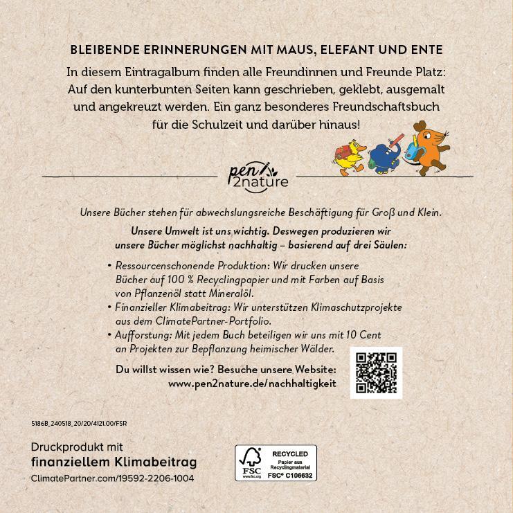 Rückseite: 9783987641213 | Die Maus Mein Freundschaftsbuch | Pen2nature | Buch | 72 S. | Deutsch