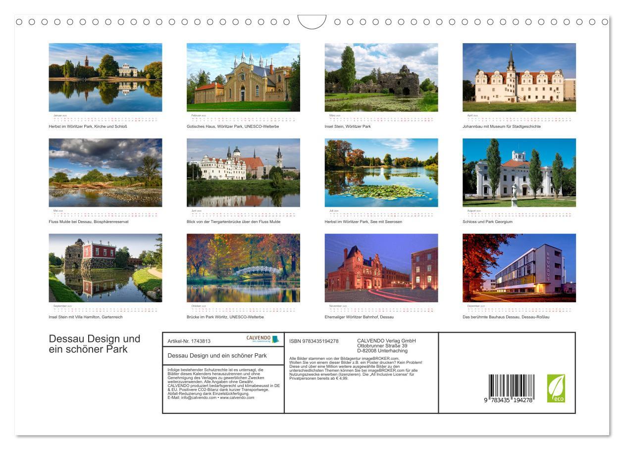 Bild: 9783435194278 | Dessau Design und ein schöner Park (Wandkalender 2025 DIN A3 quer),...