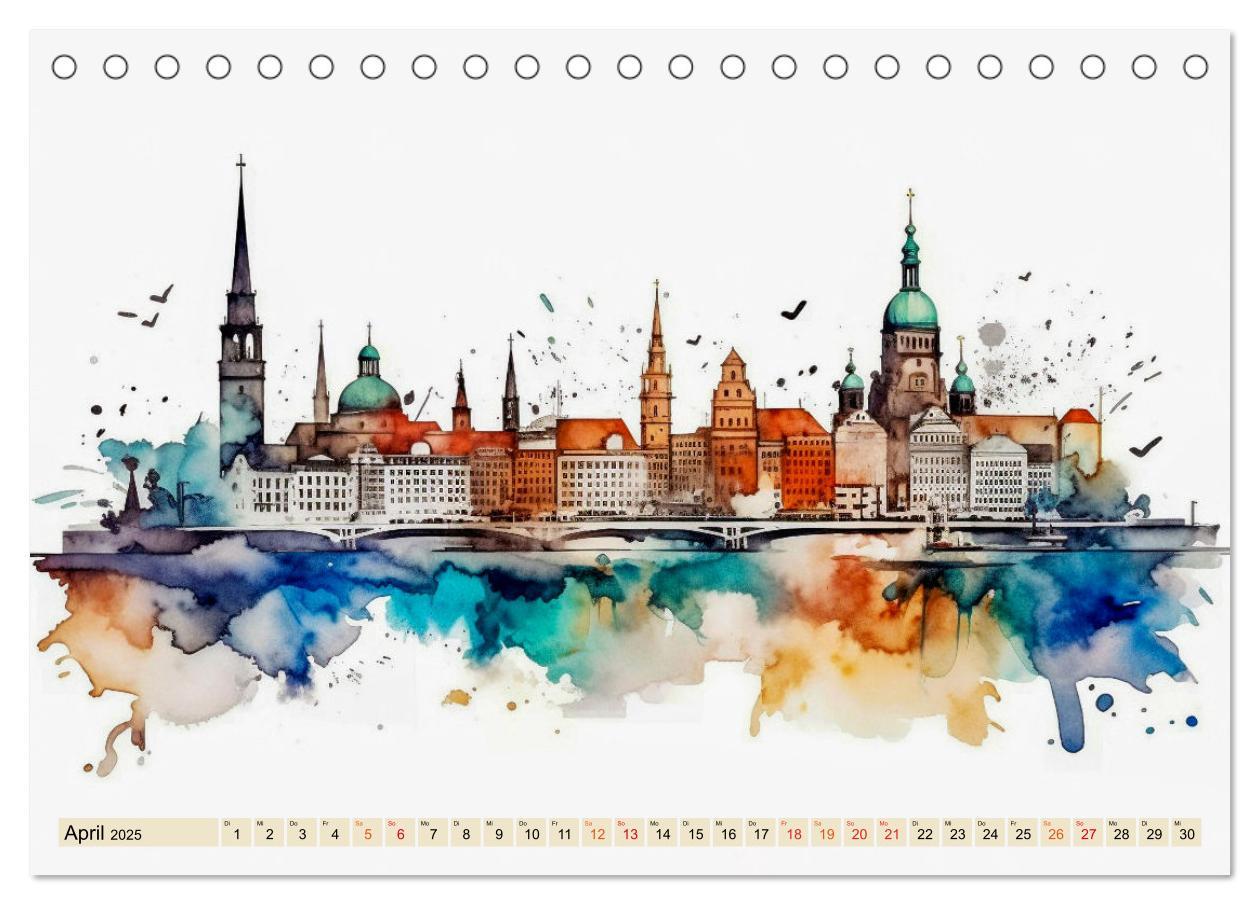 Bild: 9783383898310 | Skylines - bunte Städte (Tischkalender 2025 DIN A5 quer), CALVENDO...