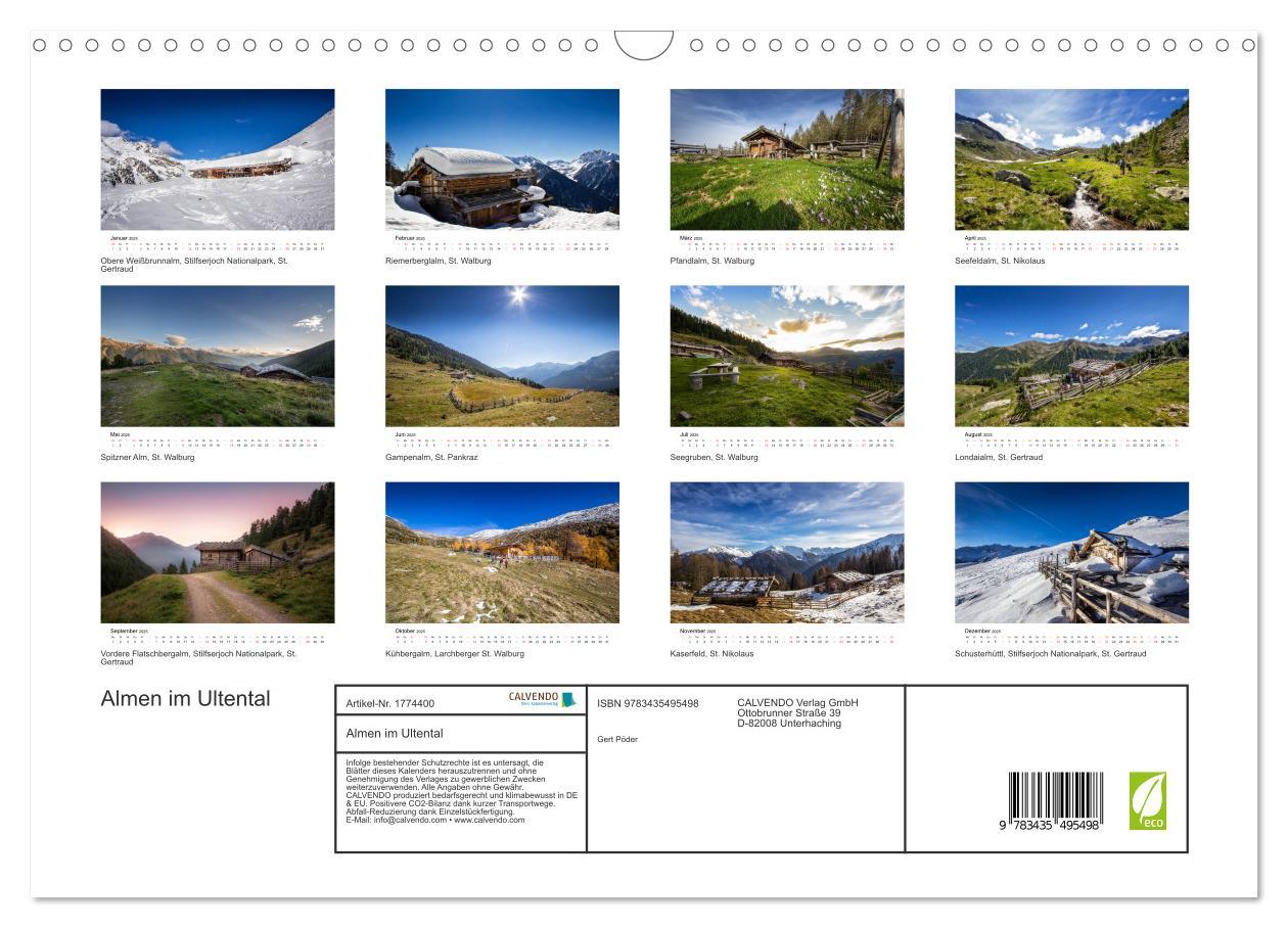 Bild: 9783435495498 | Almen im Ultental (Wandkalender 2025 DIN A3 quer), CALVENDO...