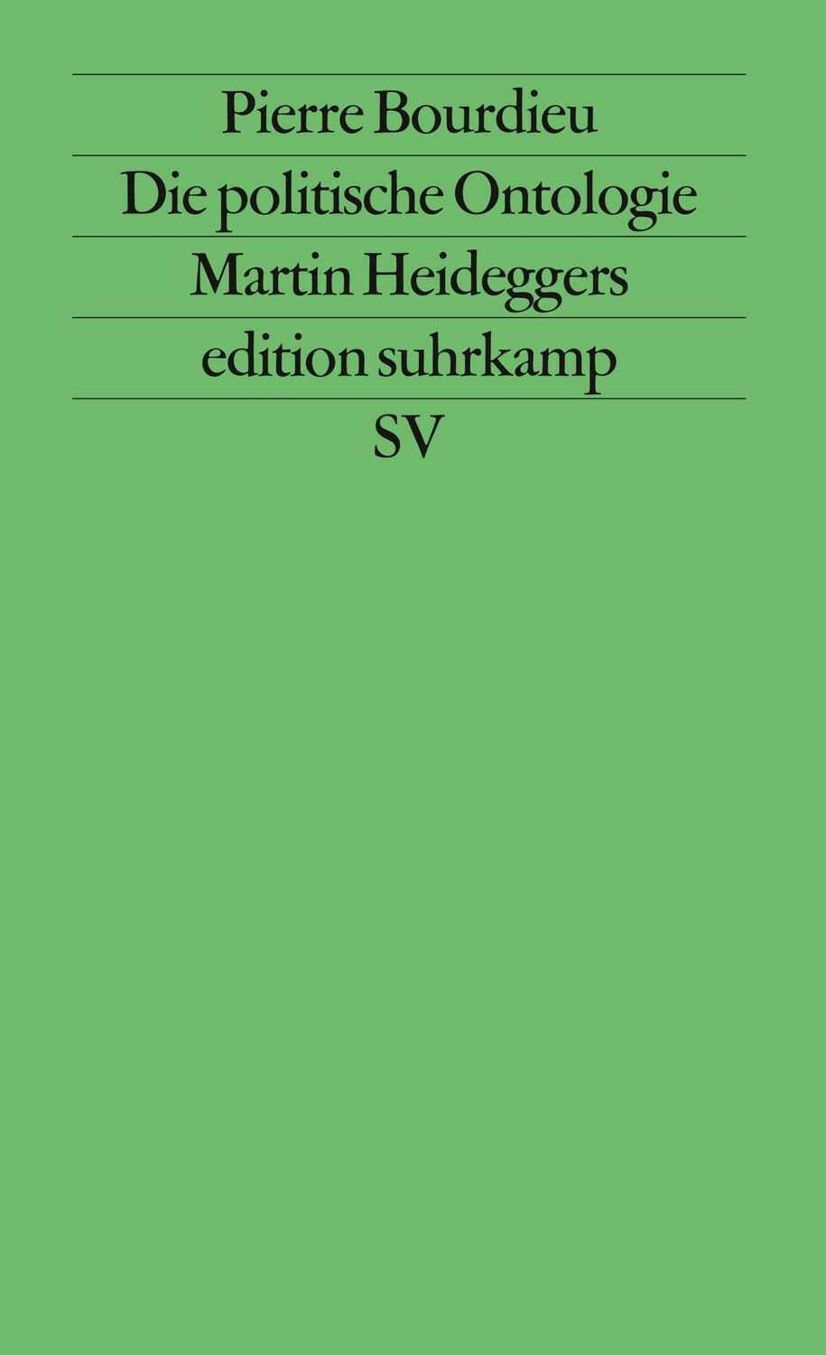 Cover: 9783518115145 | Die politische Ontologie Martin Heideggers | Pierre Bourdieu | Buch