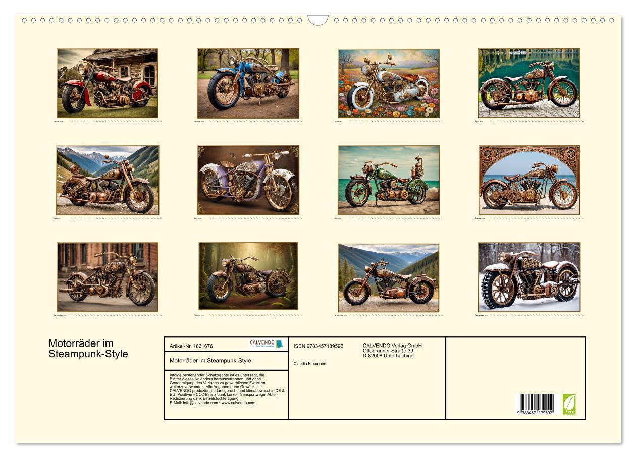 Bild: 9783457139592 | Motorräder im Steampunk-Style (Wandkalender 2025 DIN A2 quer),...