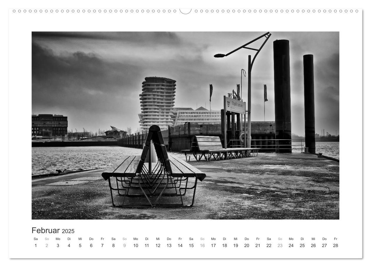 Bild: 9783435653164 | Hamburg in schwarz-weiss (Wandkalender 2025 DIN A2 quer), CALVENDO...