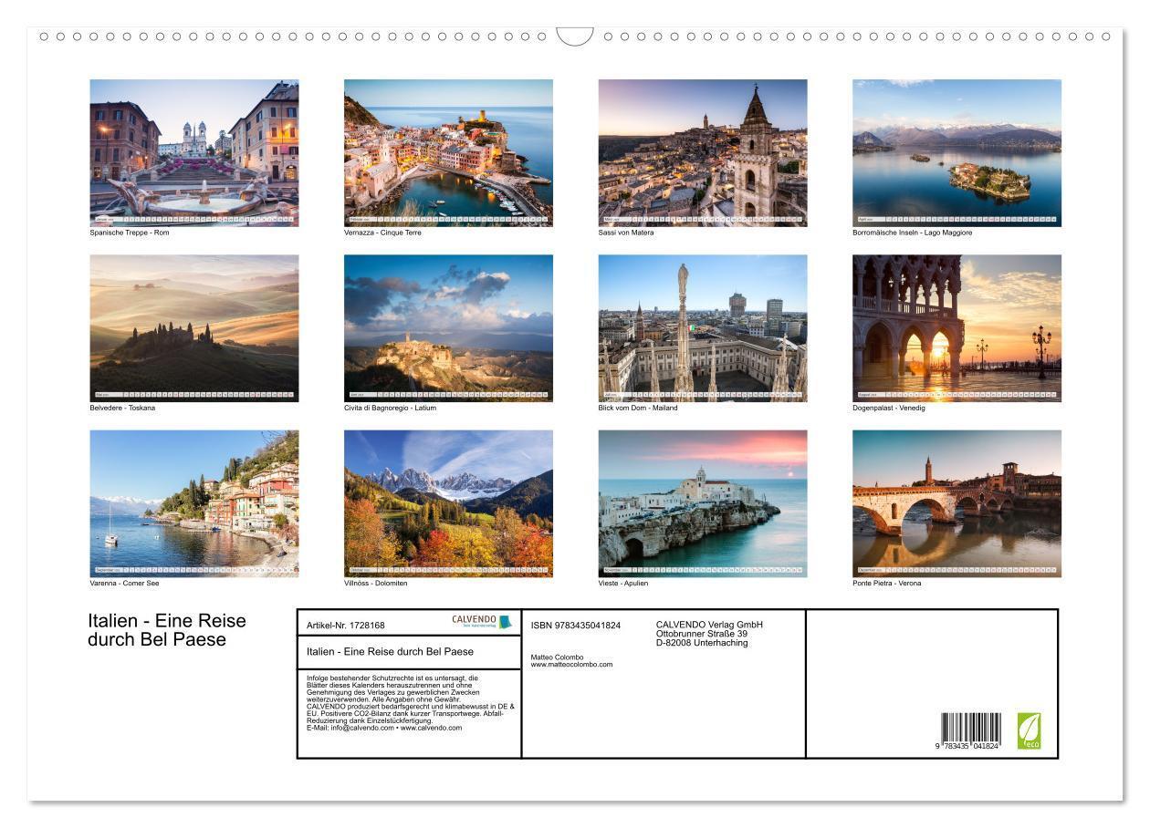 Bild: 9783435041824 | Italien - Eine Reise durch Bel Paese (Wandkalender 2025 DIN A2...