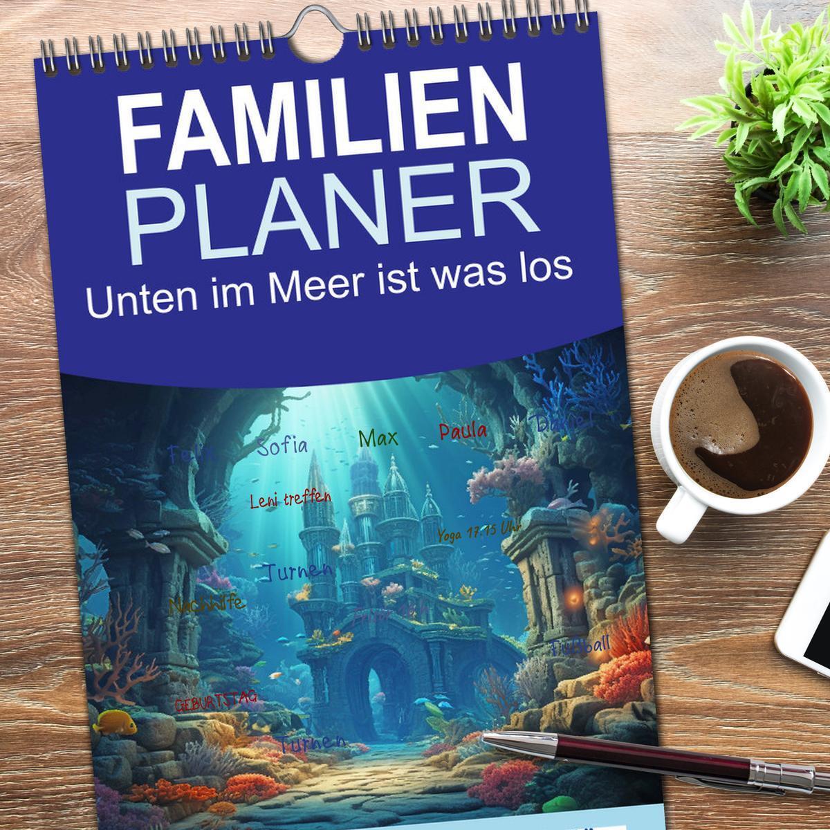 Bild: 9783457092507 | Familienplaner 2025 - Unten im Meer ist was los mit 5 Spalten...