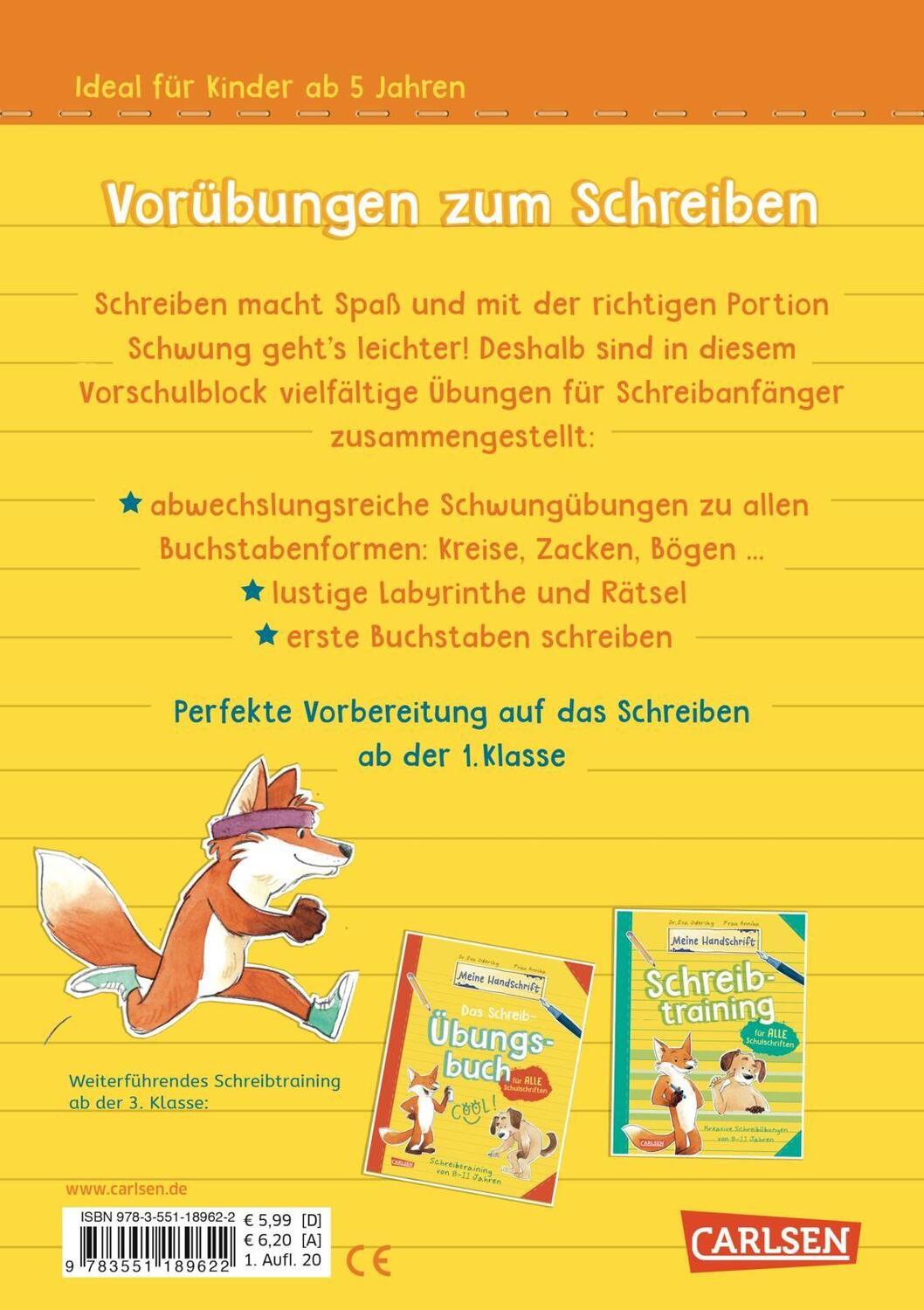 Rückseite: 9783551189622 | Mein bunter Vorschulblock mit Schwungübungen | Eva Odersky | Buch