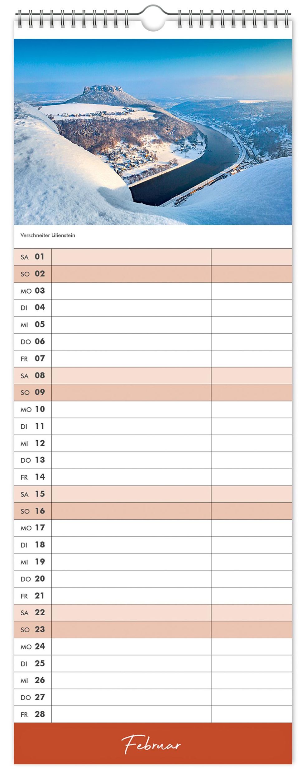 Bild: 9783910680739 | Küchenkalender Sächsische Schweiz 2025 | 15 x 40 cm weißes Kalendarium