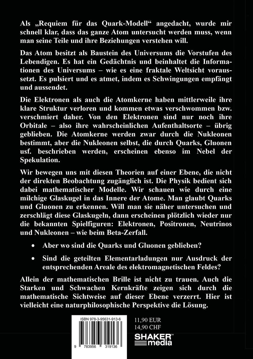 Rückseite: 9783956319136 | Naturphilosophische Atom-Theorie | und ihre Grundkräfte | Schulz