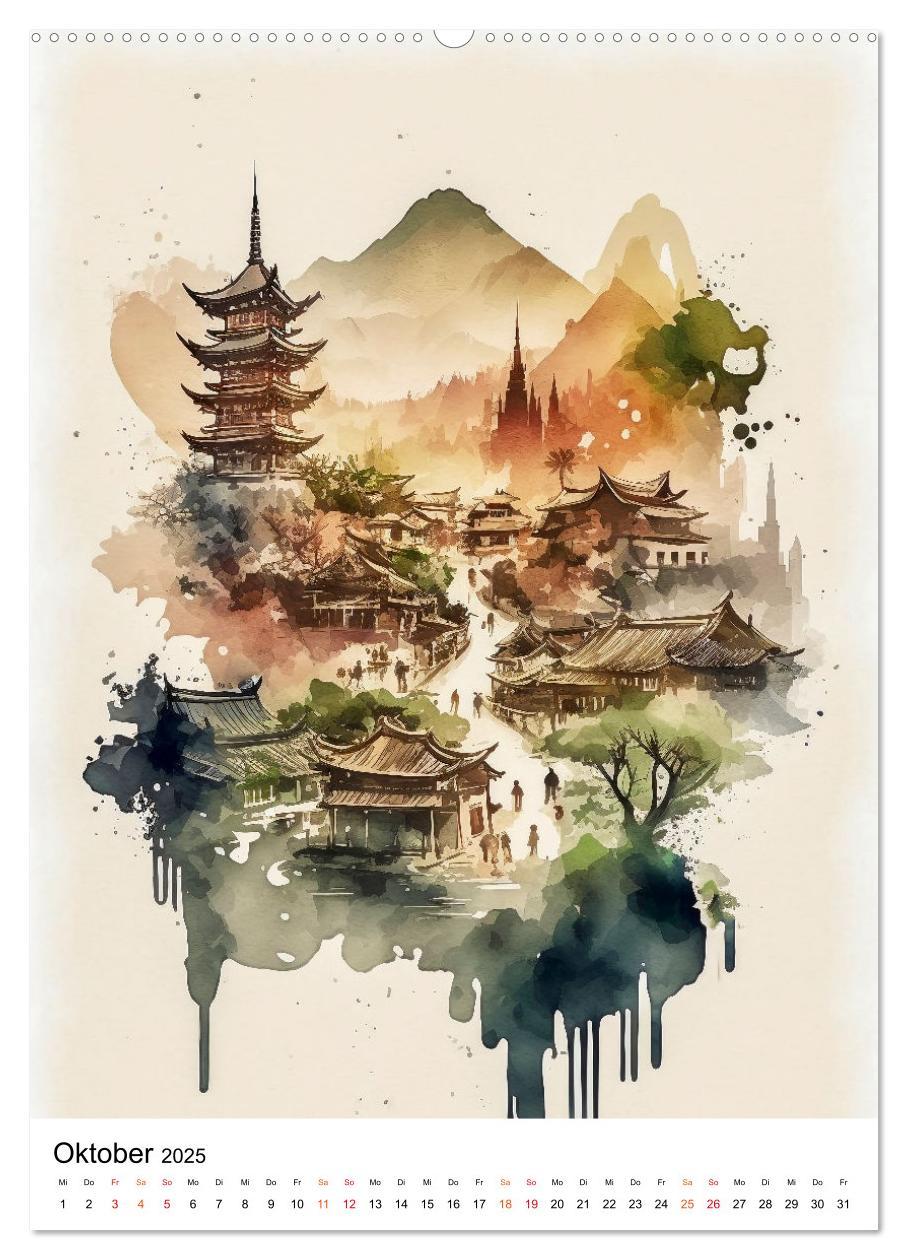 Bild: 9783435878703 | China - Aquarellmalerei (hochwertiger Premium Wandkalender 2025 DIN...