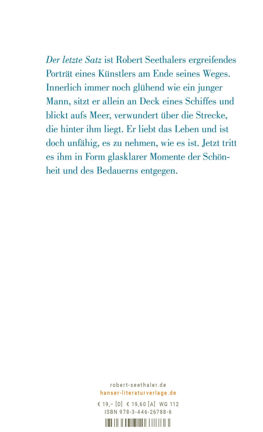 Bild: 9783446267886 | Der letzte Satz | Roman | Robert Seethaler | Buch | 128 S. | Deutsch